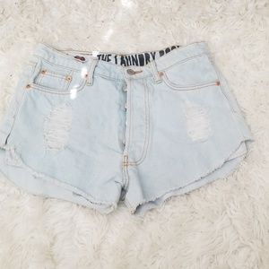 High Waisted Light Wash Shorts